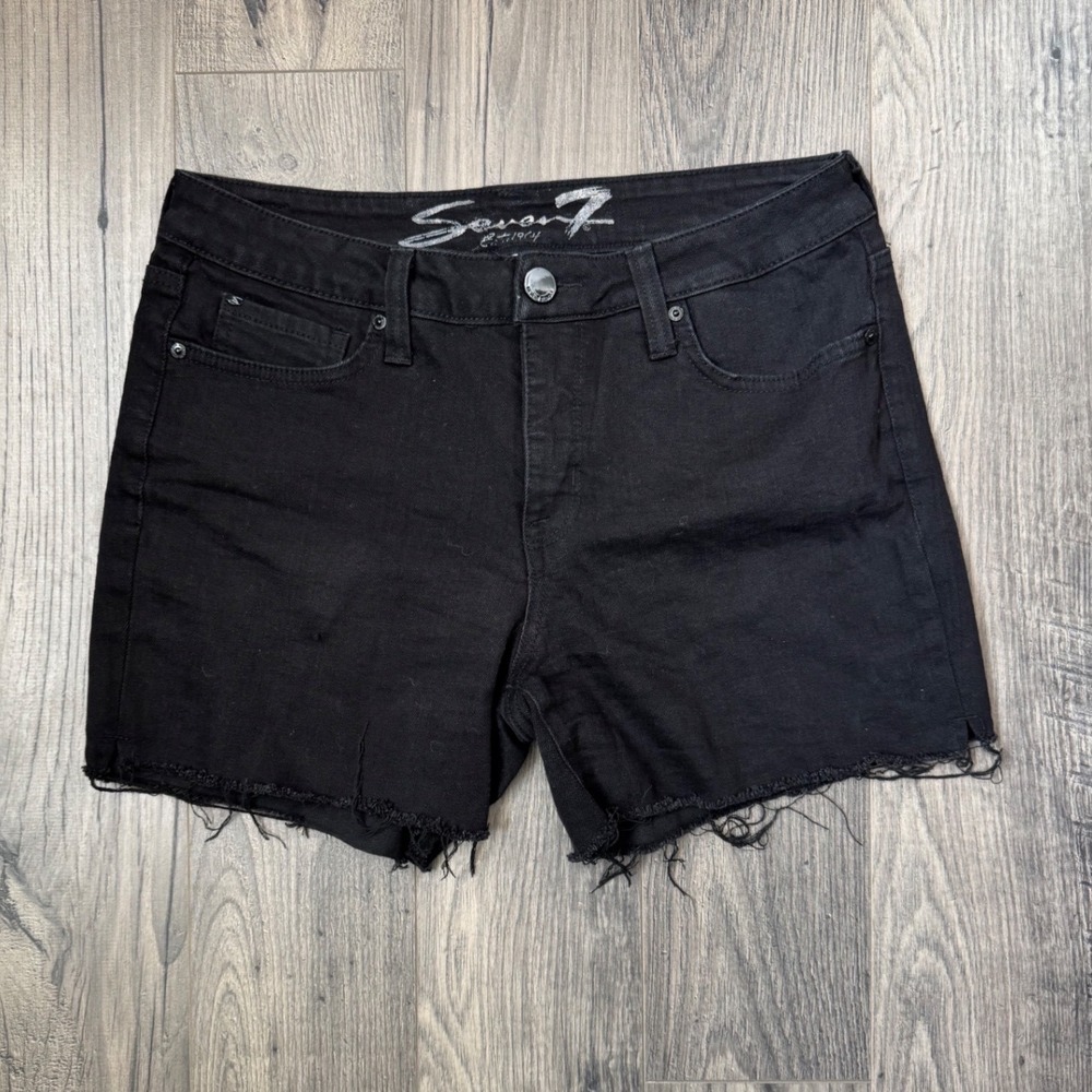 Seven7 Black Denim Cutoff Jean Shorts Raw Hem Women's‎ Size 6